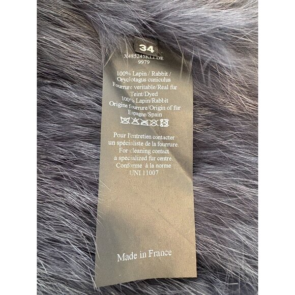 Yves Salomon Genuine Rabbit Fur Smokey  Blue Vest, Women's Sz 34 - Picture 4 of 4